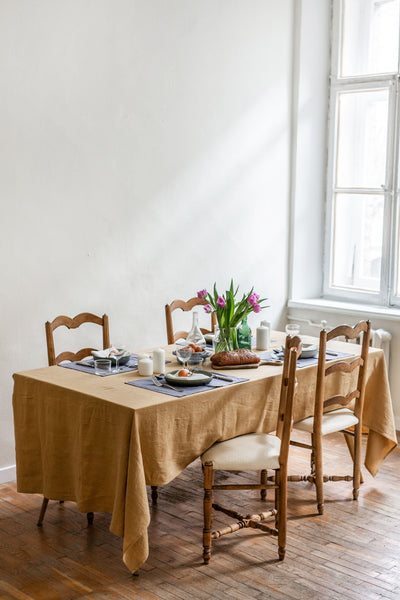 Tischdecke aus Leinen | mustard